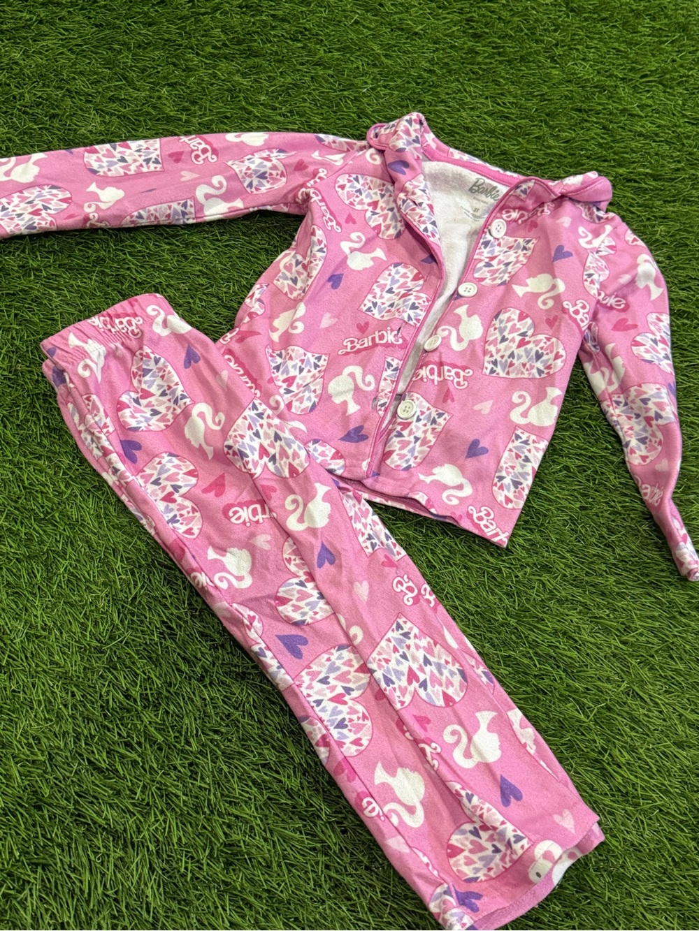 Barbie Button Down Fleece Pajama Set